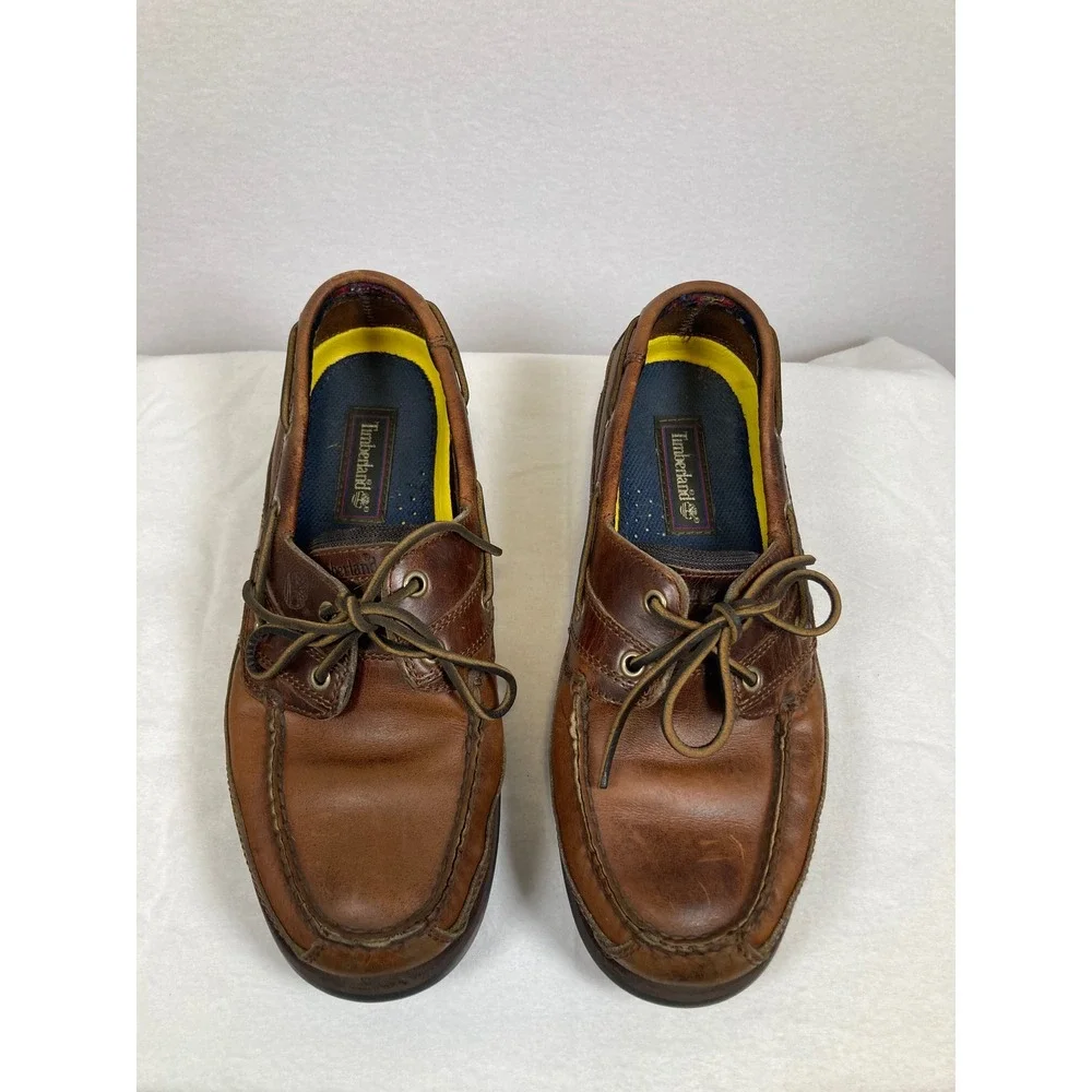 Timberland Boat Shoes Mens 11 Brown Leather 3-Eye Classic‎ Deck Shoes 71026
